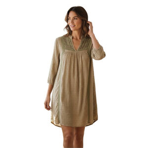 entro Olive textured shift boho dress NWT size small